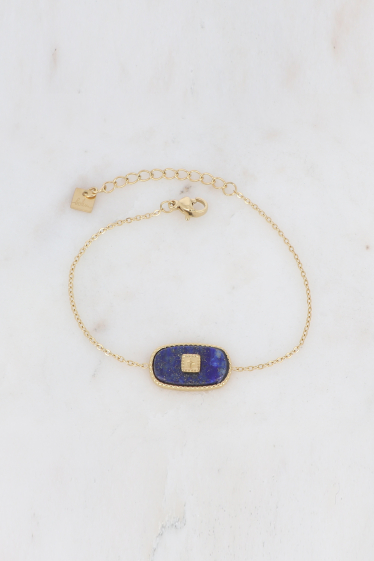 Wholesaler Bohm - Bracelet with small square on natural stone