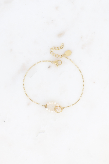 Wholesaler Bohm - Bracelet - double ring with freshwater pearls