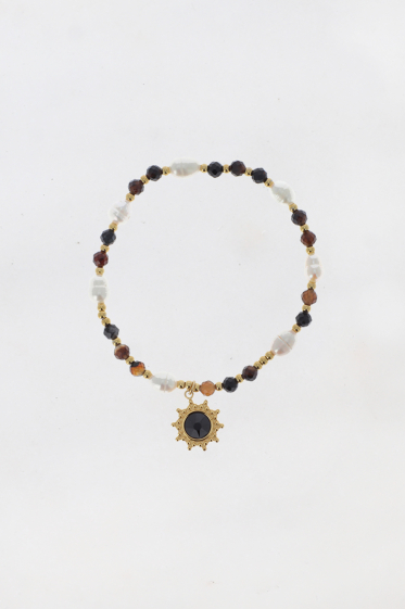 Wholesaler Bohm - Amonet elastic bracelet - freshwater pearls & natural stones