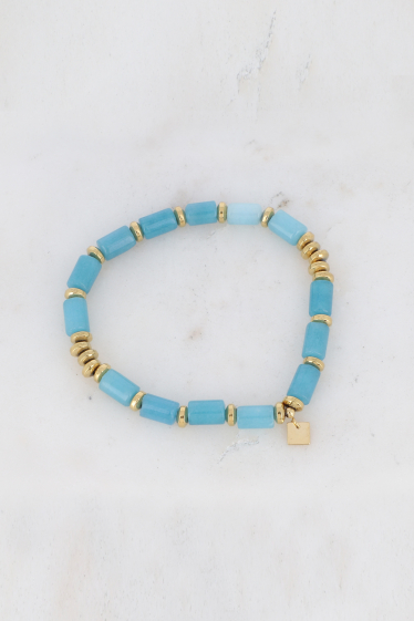 Wholesaler Bohm - Elastic bracelet with cylindrical natural stones