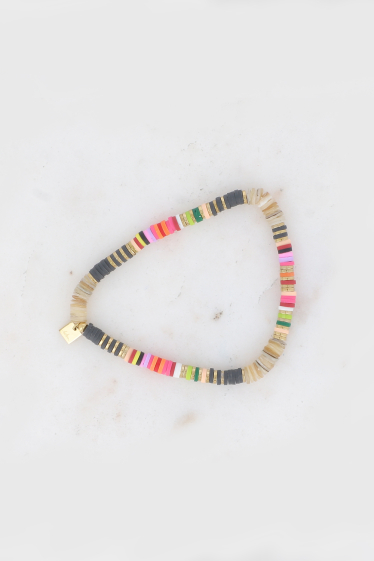 Wholesaler Bohm - Surf Sun anklet - Heishi beads, shell beads and steel washers