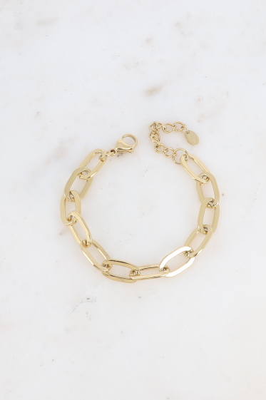 Grossiste Bohm - Bracelet en acier - maille aux anneaux ovales lisses et plats