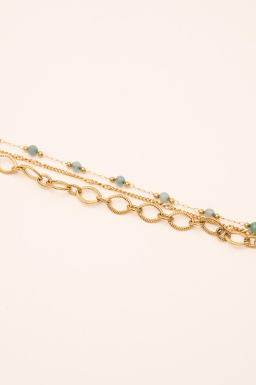 Wholesaler Bohm - Eudes bracelet - 3 rows, natural stones and oval mesh