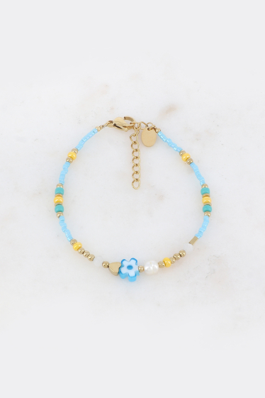 Grossiste Bohm - Bracelet - fleur, perles d'eau douce, perles de rocaille