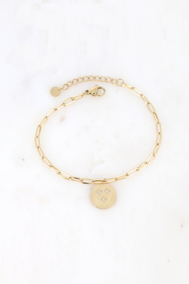 Grossiste Bohm - Bracelet Heart Shiny - maille ovale allongée et pendentif triple coeur