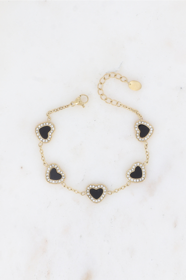 Wholesaler Bohm - Hera necklace - heart in enamel and zirconium oxides