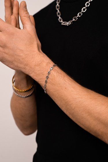 Großhändler Bohm - Armband „Loan S“ – Unisex – Kaffeebohnen-Maschenweite 19,5 cm