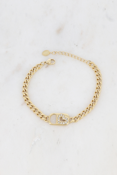 Wholesaler Bohm - Lorine bracelet - heart padlock curb chain, zirconium oxides