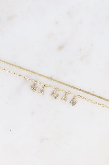 Großhändler Bohm - Mehrreihiges Armband – 2 verspiegelte und ovale Glieder, MAMAN-Buchstaben mit Kristallen