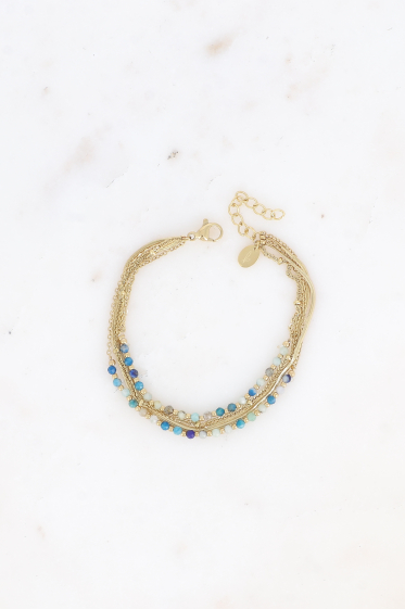 Wholesaler Bohm - Multi rows bracelet - 5 chains with semi precious stones