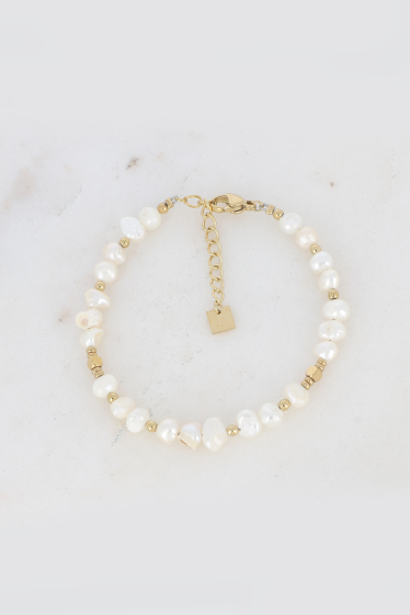 Wholesaler Bohm - Odysée anklet - stainless steel beads and freshwater pearl
