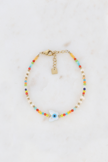 Grossiste Bohm - Bracelet sur câble - papillon, pâtes de verre et perles d'eau douce