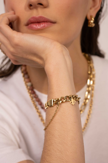 Wholesaler Bohm - Thaïs M bracelet - UNISEX, curb link, clip clasp, fleur de lys