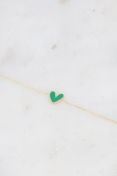 Grossiste Bohm - Bracelet Yesenia - petit pendentif coeur en émail coloré