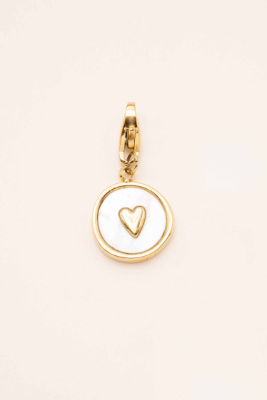 Wholesaler Bohm - Loupita charm - stainless steel with pearly piece and heart