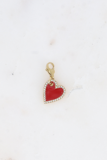 Wholesaler Bohm - Charm - enamel heart pendant with zirconium oxide outline