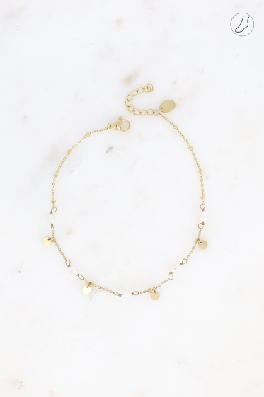 Wholesaler Bohm - Anklet Clarissa -  with freshwater pearls and round tassels
