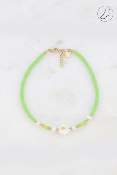 Wholesaler Bohm - Elastic bracelet - flower, freshwater pearls, pearls