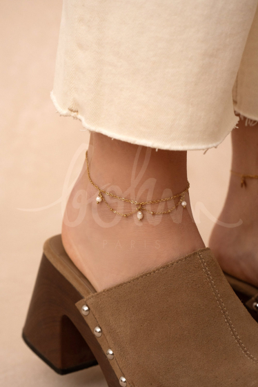 Wholesaler Bohm - Anklet - pearls and freshwater pearls, dangling chains