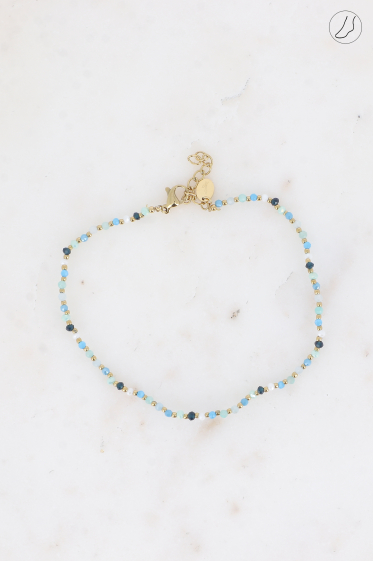 Wholesaler Bohm - Anklet - on wire with glass paste and stainless steel beads