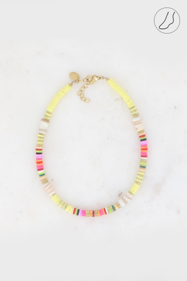 Wholesaler Bohm - Surf Sun anklet - Heishi beads, shell beads and steel washers