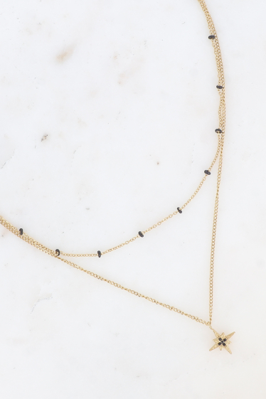Grossiste Bohm - Collier 2 rangs - chaîne avec perles en émail et étoile