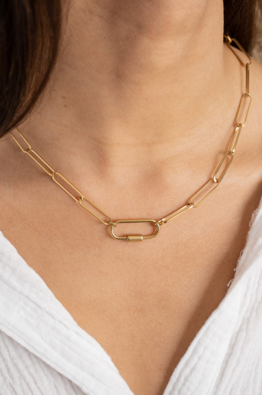 Großhändler Bohm - Abenteuer-Halskette – Edelstahl mit ovalem Glied, ideal für Anhänger