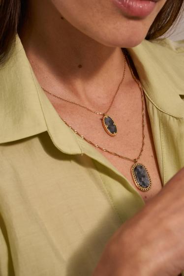 Wholesaler Bohm - Ambroise necklace - oval natural stone
