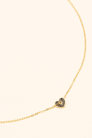 Grossiste Bohm - Collier Anzo - acier inoxydable, pendentif coeur en émail coloré