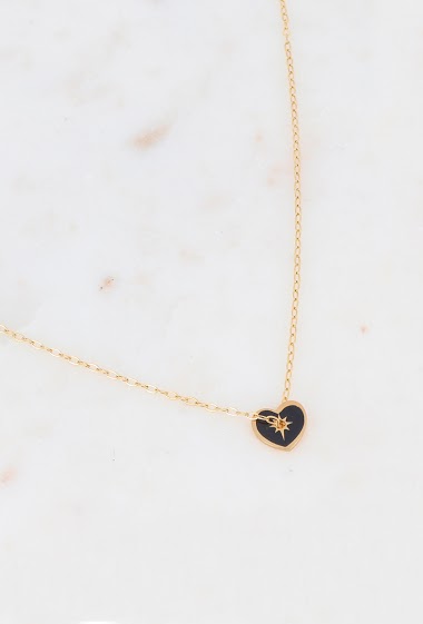 Wholesaler Bohm - Gold Anzo necklace with enamel heart