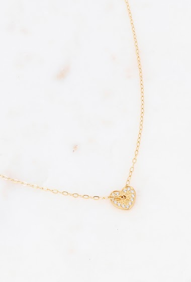 Großhändler Bohm - Anzo-Halskette aus glänzendem Gold mit Zirkonoxid
