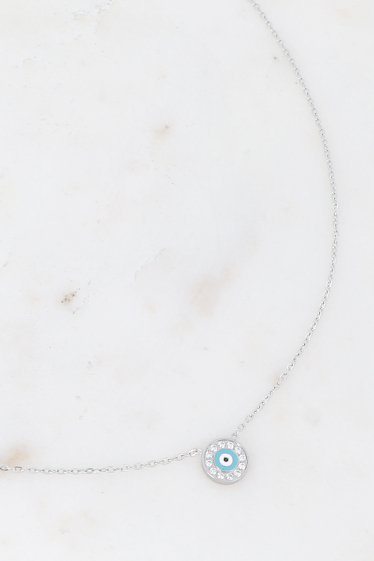 Wholesaler Bohm - Necklace with enamel eye and set with zirconium oxides