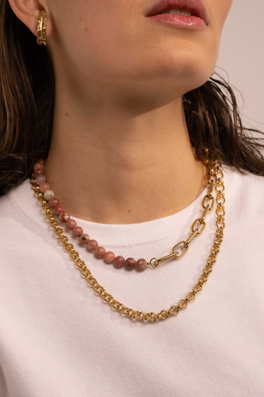 Wholesaler Bohm - Averil necklace - UNISEX - 2 chain links and oval