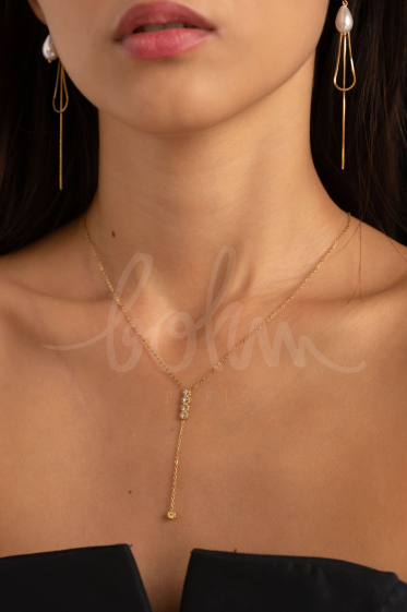 Wholesaler Bohm - Bandi necklace - stainless steel with 4 zirconium oxides
