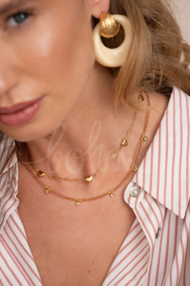 Großhändler Bohm - Belise-Halskette – Edelstahlkette mit Herzen