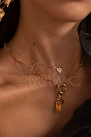 Wholesaler Bohm - Carla necklace - small heart pendant with zirconium oxides