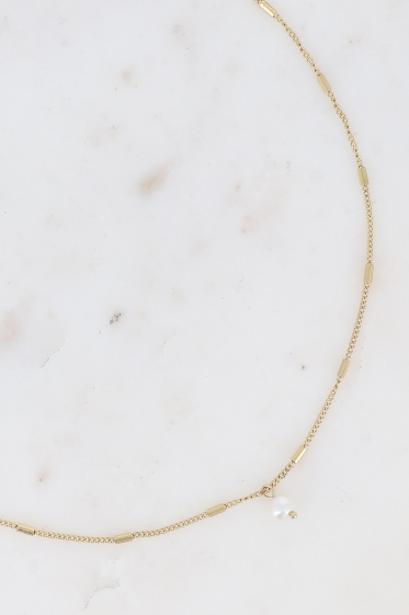 Großhändler Bohm - Halskette – Kette mit Röhren und Süßwasserperle