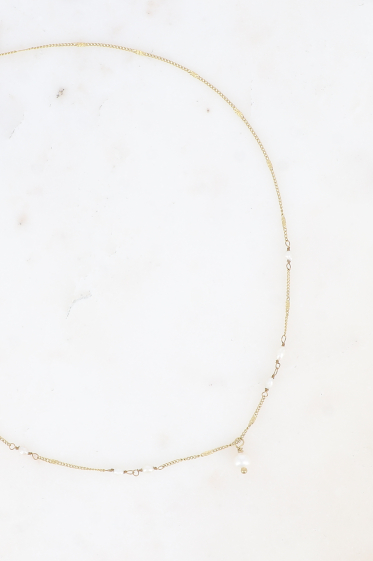 Großhändler Bohm - Halskette – gekniffene Kette mit Süßwasserperlen