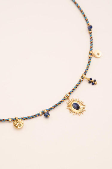 Großhändler Bohm - Chimène-Halskette – Anhänger aus Edelstahl und Natursteinen