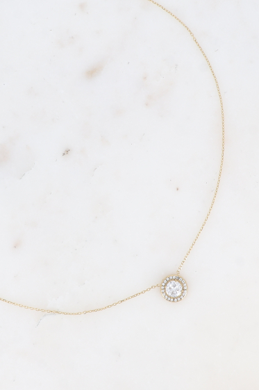 Wholesaler Bohm - Necklace - round crystal embellished with small zirconium oxides