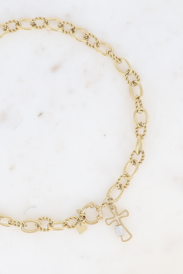Wholesaler Bohm - Crossine necklace - cross pendant set & a cylinder of rhinestones