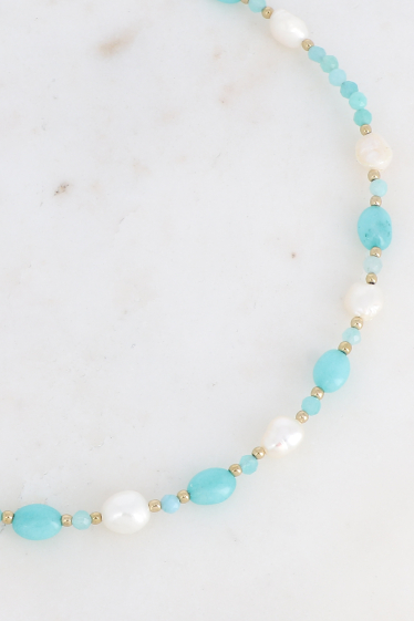 Wholesaler Bohm - Simma elastic bracelet - natural stones & freshwater pearls
