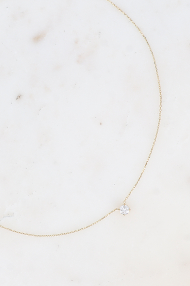 Großhändler Bohm - Halskette – Edelstahl mit rundem Kristall