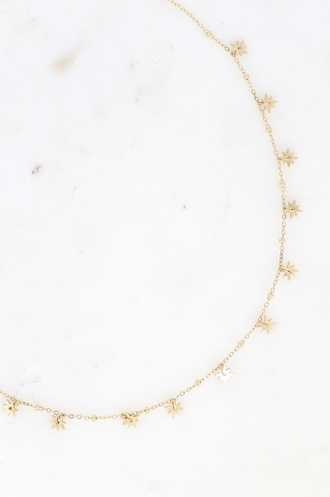 Grossiste Bohm - Collier en acier inoxydable - pampilles étoiles et chaîne avec boules