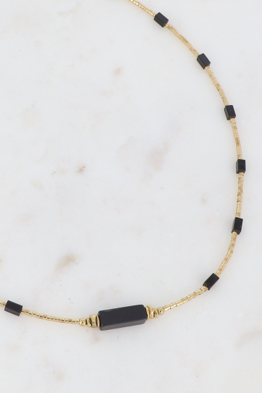 Großhändler Bohm - Halskette aus Edelstahl – Perlen und Natursteine