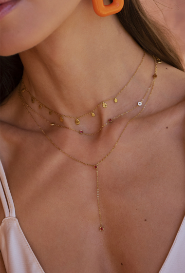 Wholesaler Bohm - Yara Y necklace - 3 round crystals