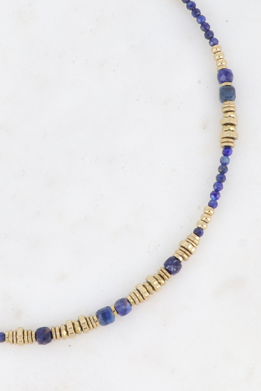 Wholesaler Bohm - Fedicie necklace - on cable, steel beads and natural stones