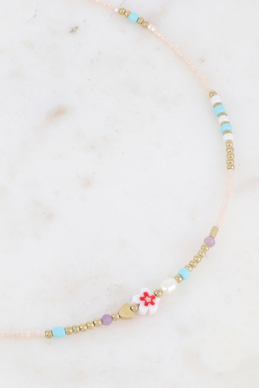 Wholesaler Bohm - Bracelet - flower, freshwater pearls, seed beads