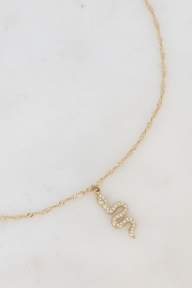 Wholesaler Bohm - Necklace - large snake pendant set with zirconium oxides