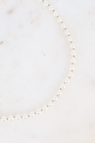 Grossiste Bohm - Collier - grosses perles de résine blanche 6mm